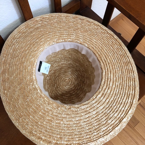 J Crew Straw Sun Hat With Blue Striped Band - Picture 4 of 5